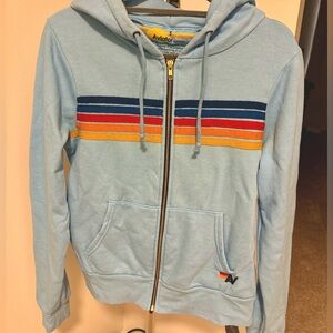 Aviator Nation 5 Stripe Zip Relaxed Hoodie